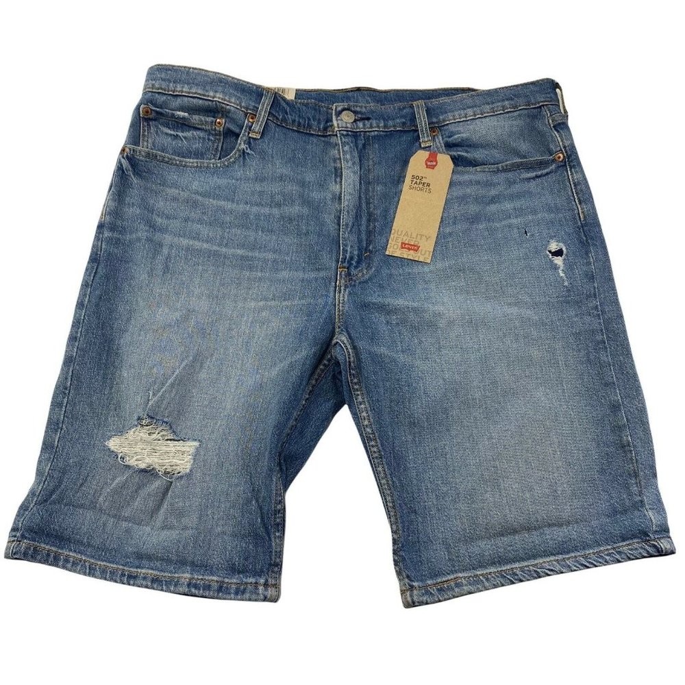 LEVI'S 502 REGULAR TAPER SHORTS DENIM MENS SIZE 40 BLUE COLOR ZIP FLY NWT